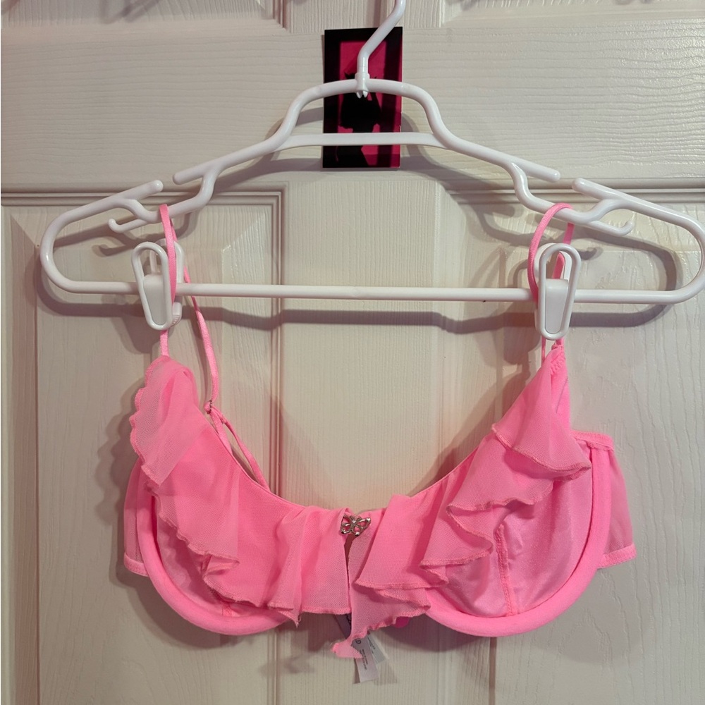 Urban Outfitters Pink Ruffle Bra